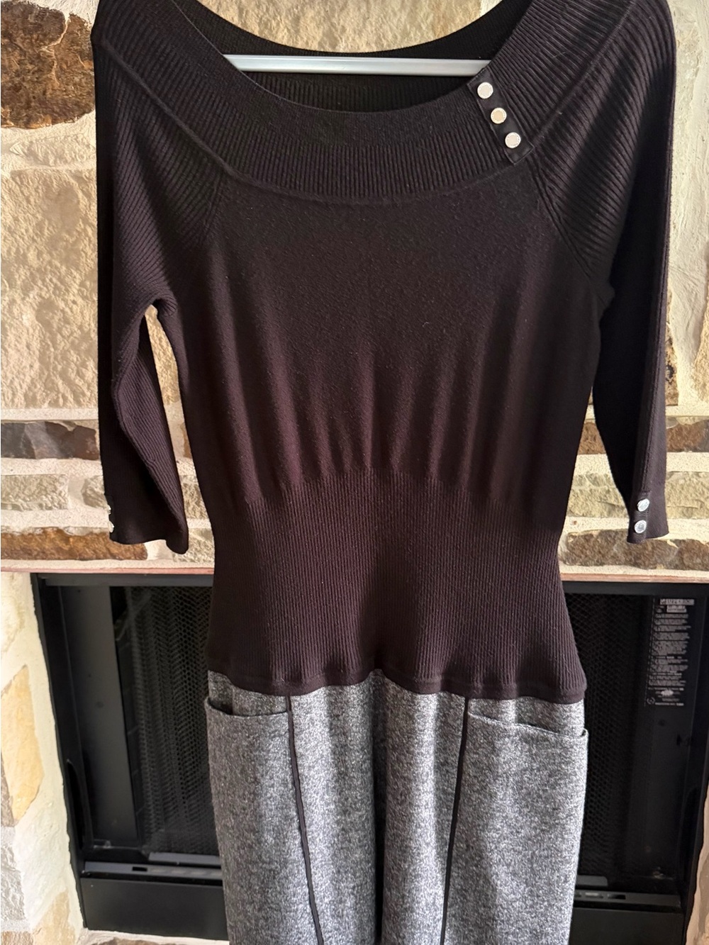 Whitehouse Blackmarket Two-Tone Black Dress, Size 10